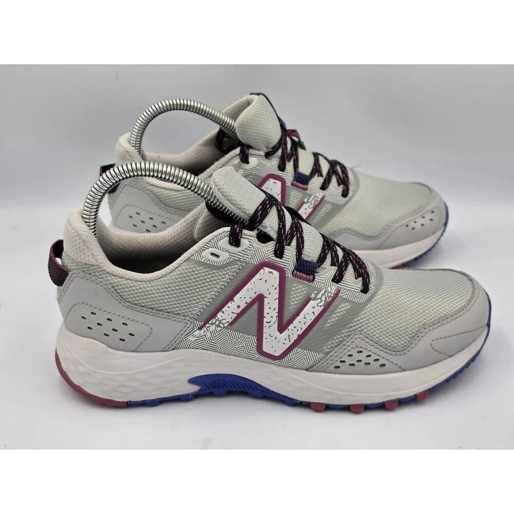 New Balance T410 V8 Womens Size 8 Gray Purple Trail Running Shoes Sneakers